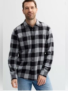 Express Men’s Black & Gray Check Button-Down Shirt